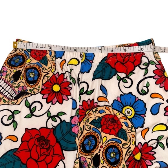 Dia De Los Musertos Sugar Skull Rose Day of the Dead soft Leggings XS - Picture 12 of 17